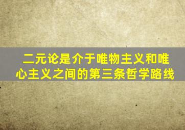二元论是介于唯物主义和唯心主义之间的第三条哲学路线