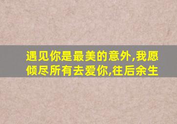 遇见你是最美的意外,我愿倾尽所有去爱你,往后余生